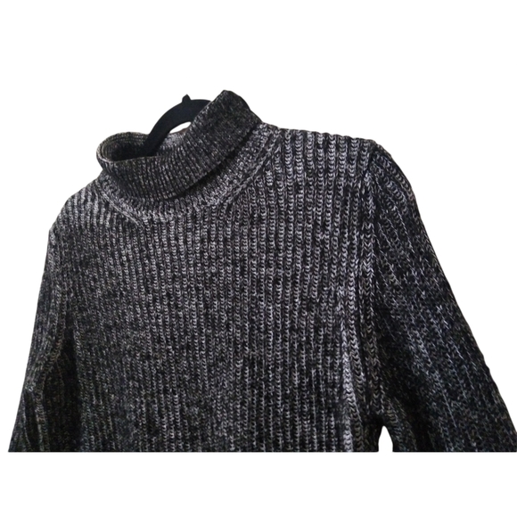 Zara Knit Black Ribbed Chunky Wool Turtleneck Sweater Blend Hi-Lo Hem Zip Small - Picture 5 of 14